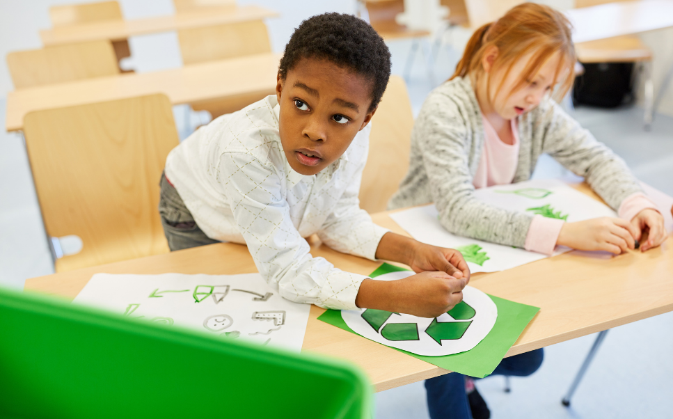 working on recycling at school working on recycling at school