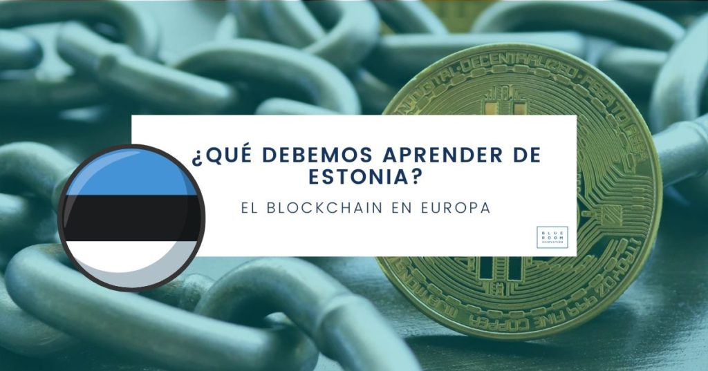 El blockchain en europa y estonia. Blue Room Innovation titular blockchain en europa y bandera estonia